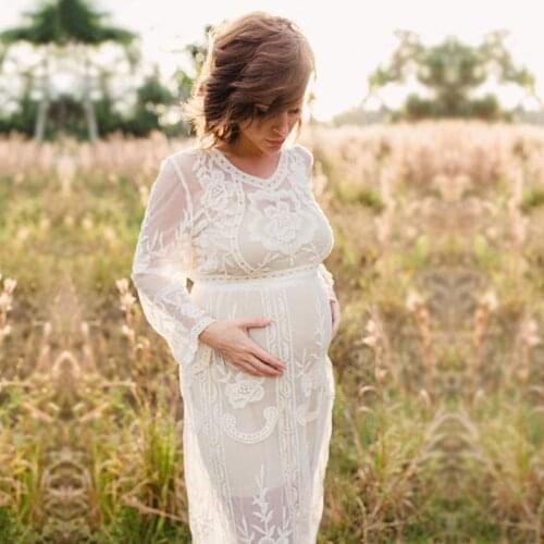 Pregnancy Dresses For Pregnant Women Clothes Maternity Dresses For Photo Shoot White Lace Maternity Photography Props Clothing