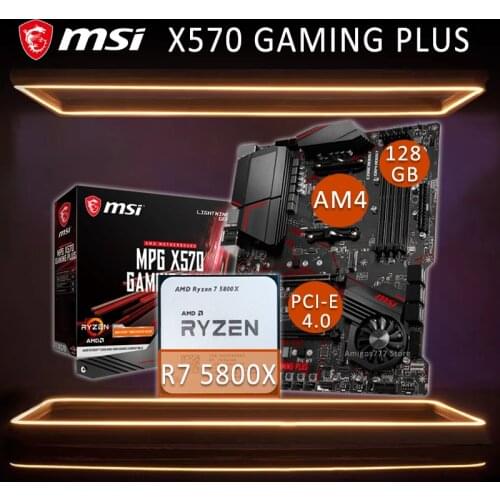 Socket AM4 MSI MPG X570 GAMING PLUS Gaming Motherboard With AMD Ryzen 7 5800X Motherboard Combo Ryzen 3.8GHz X570 Placa-mãe AM4