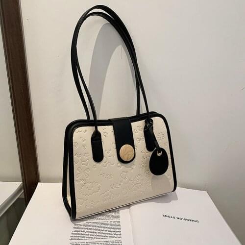 Cute Printed Embossed Smooth Leather Ladies Shoulder Bag Fashionable Comfortable Simple And Versatile Ladies Casual Handbags