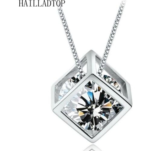 Stylish Jewelry Plated Pendant Necklace Love Magic Cube Jewelry Sliver Necklaces Zircon Inside Chain For Female Birthday Gift