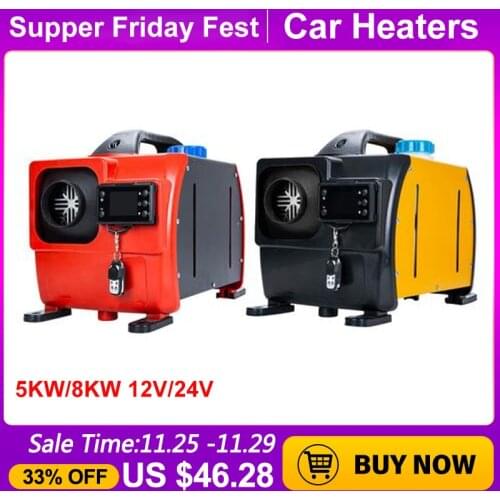 5/8KW 12/24V Diesel Air Parking Heater LCD Remote Control Monitor Switch Air Outlet for Truck Bus Trailer Boat Car Heaters