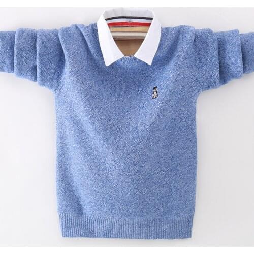 Boys Sweater Winter Teenage Boy Pullover Outerwear Turn Collar Children Sweater Kids Sweater Boys Knitwear Tops BC805
