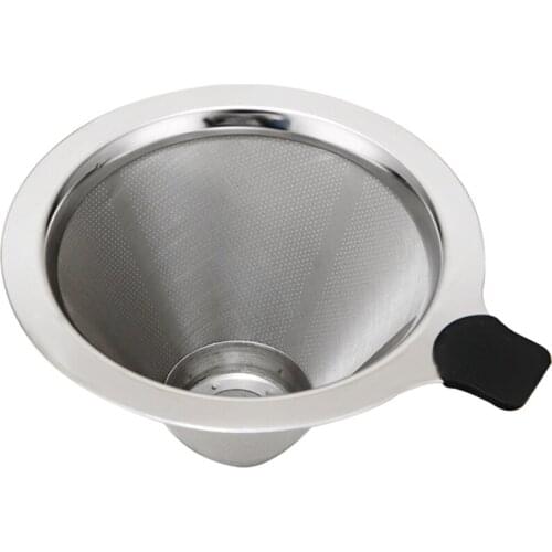 Fine Mesh Double Layer Practical Paperless Durable Reusable Dripper Funnel Cone Coffee Filter Espresso Pour Over Stainless Steel