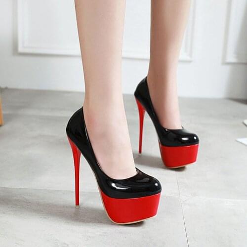 Platform Heels Wedding Shoes Woman Sexy Thin High Heels 16cm Pumps Women Patent Leather Ladies Shoes Plus Size 2021