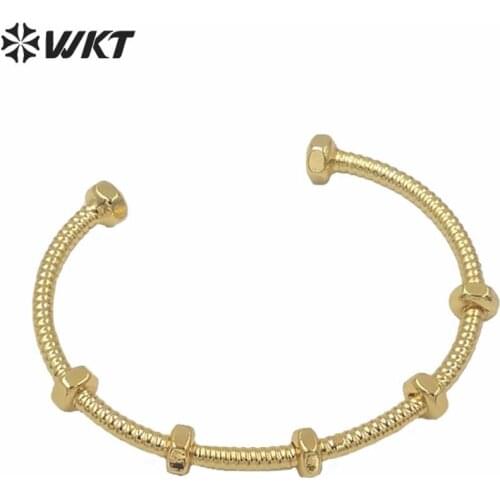 WT-B561 Unique Design Brass Bangle Gold Eletroplated Cuff Bangle Screw Shape Punk Style Cool Fashion For Female