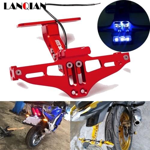 Universal Motorcycle Adjustable Angle Aluminum License Plate Frame Bracket LED Light For Honda cbr600F CBR 600F CBR600F CBR600 F