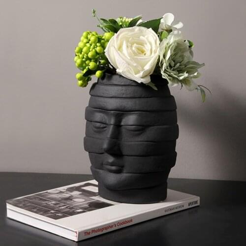 Human Face Art Vases for Flowers Creative Ceramic Vase Flower Pot Office Desktop Floral Arrangement Home Decoration Accessories