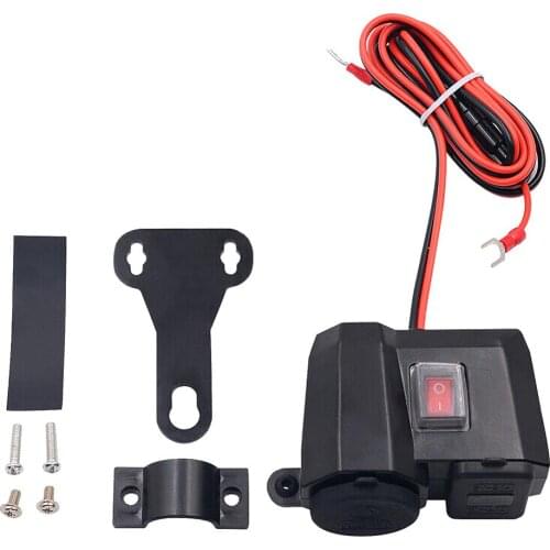 Waterproof 12v/24v Motorcycle USB Charger Power Adapter Socket&Voltmeter Display Socket Outlet Dual USB Charger Tools