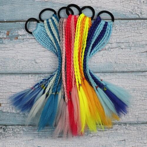Vunshina Girls Crochet Hair Ponytail Elastic Rope Rubber Bands Colorful Synthetic Extensions Kid Twist Braid Ring Hair Accessory