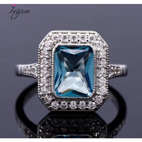 Jewelry Ring Fashion Multicolor AAAAA Zircon Rectangular 8*10MM Wedding Ring Bridal Lady Party Anniversary Gift Gemstone Ring