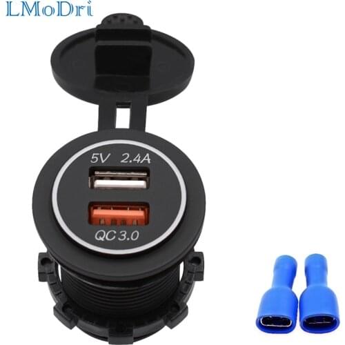 LMoDri New Motorcycle RV Super Fast Charge QC 3.0 Dual USB Auto ATV Phone Charger Waterproof Boat Yacht Tablet GPS Quick Charg