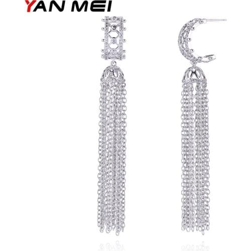 YANMEI Handmake Luxury Tassel Earrings For Women Hollow Out Geometry Long earrings Bohemia Fashion Jewelry YME5515