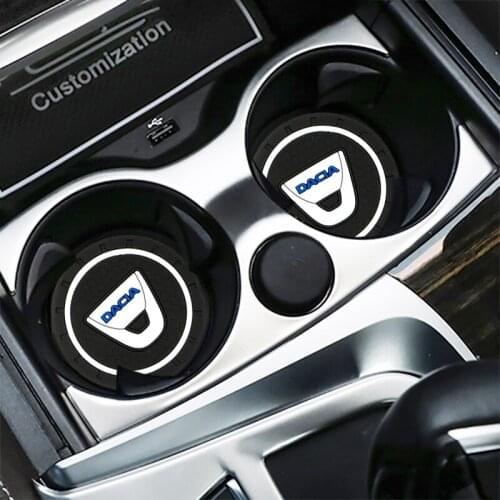 1/2PCS Car Coaster Slot Non-Slip Pad Water Cup Holder Mat Accessories For Dacia Duster Logan MCV Sandero Stepway Dokker Lodgy
