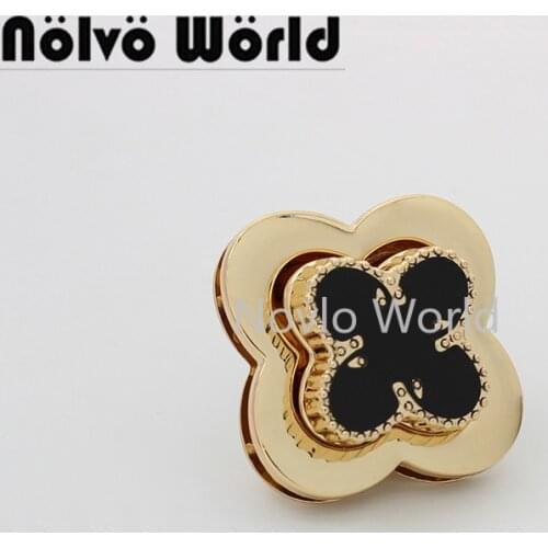 10-50sets 37*37mm gold color flower shape fashion style twist lock for chain purse decorative bag hardware lock