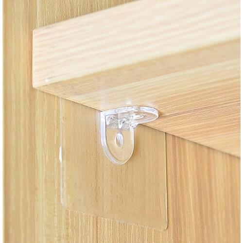 10Pcs Wardrobe Partition Hook Punch-Free Adhesive Closet Hanging Bracket Holder PC Transparent Door Hooks