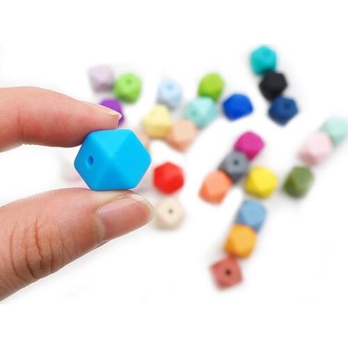 Chenkai 10pcs 14mm Silicone Hexagon Teether Beads DIY baby pacifier infant dummy Soother Sensory Jewelry Toy Bead BPA Free