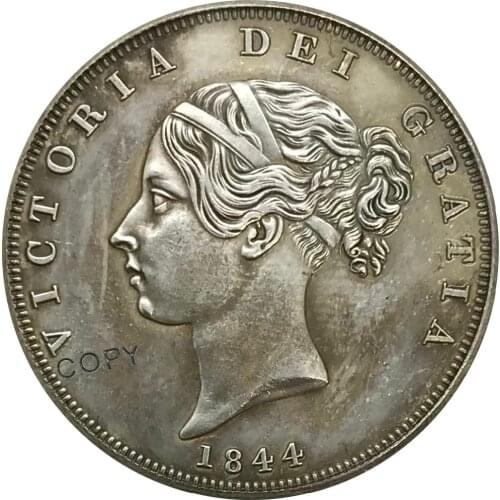 1844 United Kingdom 1/2 Crown Victoria Cupronickel Plated Silver Collectibles Copy Coin
