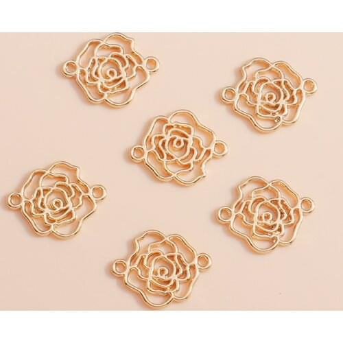 20pcs 17*13mm Double Hole Small Hollow Flower Charms Conector For DIY Jewelry Making Charms Pendants Bracelet Necklace Gift