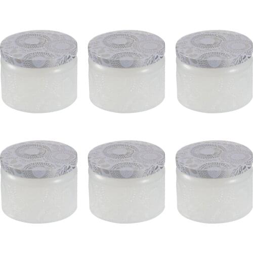 6pcs Embossed Glass Candle Container Kits Round Candle Making Mason Jars