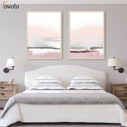 Abstract Canvas Painting Giclee Poster Nursery Print Blush Pink Wall Art Girls Bedroom Decorative Wall Pictures for Living Room