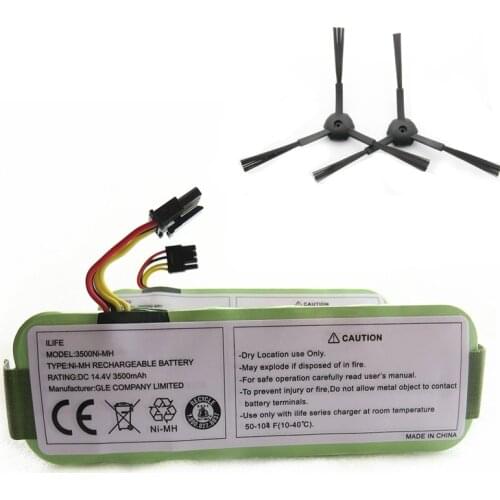 Battery For Ecovacs 14.4V 3500mah+A pair Side brush for Ecovacs CR120 Dibea Panda X500 X580 Kk8 Haier Sweeping battery pack