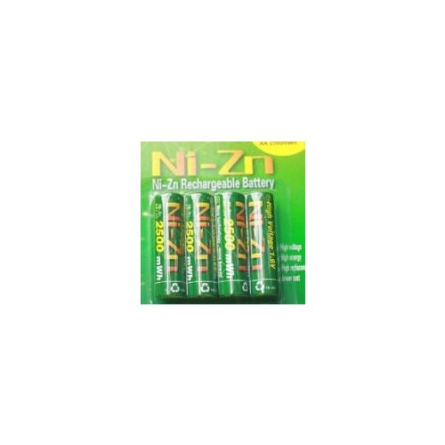 Free ship 4pcs/lot NIZN 1.6V AA 2500mwh Rechargeable Battery