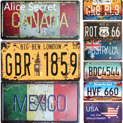Bar USA Car License Metal Plate American Car Number Tin Signs Home Pub Cafe Decor Metal Sign Garage Metal Art Plaque Poster