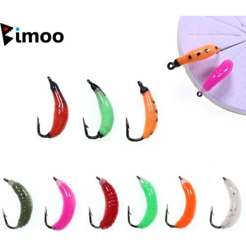 Bimoo 9PCS #8 #10 Nymph Scud Bug Worm/ Earth Worm for Trout Perch Bluegill Whitefish Fly Fishing Artificial Lure Bait