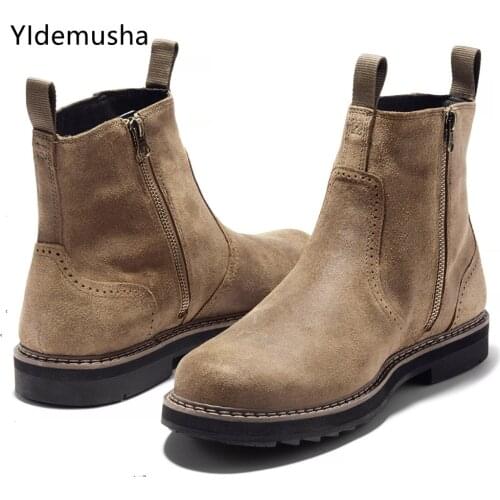 Chelsea Boots Men Shoes Comfortable PU Leather Mens Boots 2021 Autumn Winter Fashion Shoes Man Zipper Classic Basic Men Boots