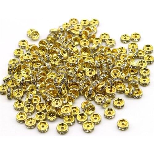 LOST WAY Wholesale Price 6mm 200pcs/lot Gold Color Beads Rhinestone Crystal Spacer Beads For Jewelry Making A057