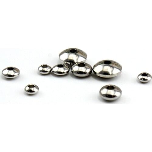 50pcs 316L Stainless Steel Flat Rondelle Spacer Bead 4 5 6 8mm Oval Loose Charm Beads for DIY Bracelets Jewelry Making Findings