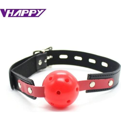 SM Hot Sexy Mouth Gag PU Leather Harness Mouth Hollow Rubber Red Gag Ball Plug Sex Product toys For Womens couples bdsm bondage