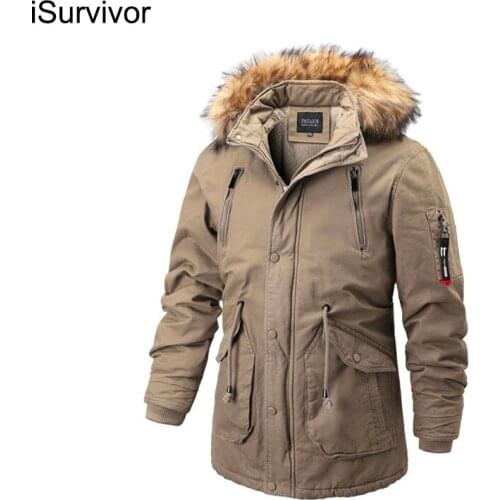 ISurvivor 2021 Men Winter Autumn Thick Cotton Down Long Jackets Parkas Hombre Male Casual Fashion Slim Fit Large Suze Jackets