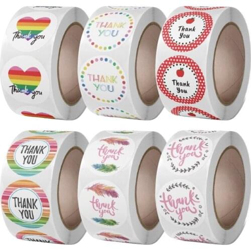 J008 2.5cm Circle Thankyou Adhesive Sticker 1 Inch Size Label White Coated Paper Adhesive Sticker For Your Small Business