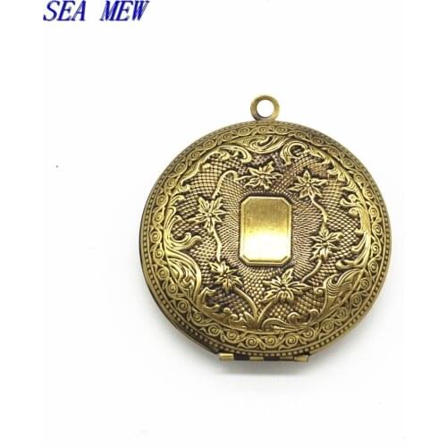 1 PCS 50mm 3 Colors Plated Round Brass Locket Pendant Can Open Photo Locket Pendant DIY Necklace Pendant