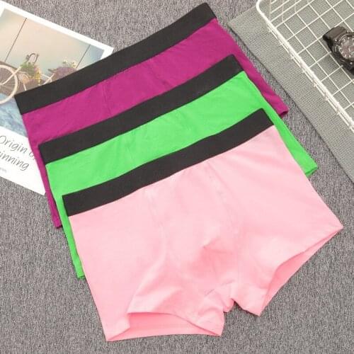 New Mens Underwear Cotton Quick Dry Solid Color Breathable Mid Waist Mens Boxers Cueca Masculina