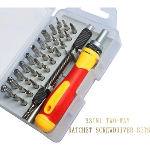 PARON 33 In 1 Multi Function Ratchet Screwdriver Head Set CRV Magnetic Bits Wrench Kit HEX TROX DIY Household Daily Repair Tool