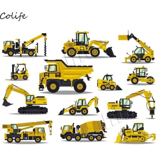 Cool Excavator Ironing Sticker For Baby Boys Heat Transfers DIY Apparel Accessory Appliques Badge Washable Car Patch For Clothes