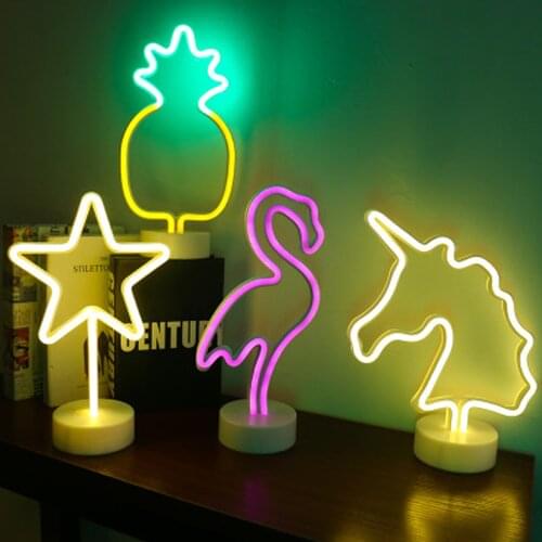 Neon Sign Light Battery Operated Flamingo Lamp Cactus Neon Night Light Sign For Festival Party Wedding Holiday Decor New Year