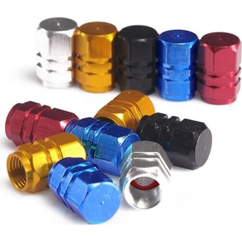New 4Pcs Car Bicycle Motorcycle Wheel Tyre Tire Air Aluminum Alloy Valve Caps Stem Cover Hexagonal Tyre Wheel Ventil Valve Caps