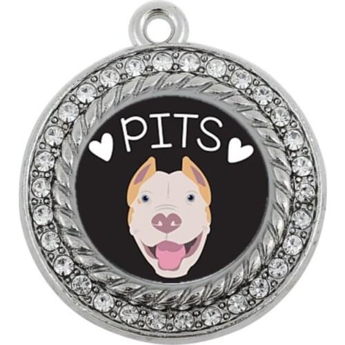 NEW FSHION ANIMALS PIT BULL LOVER CIRCLE CHARM antique silver plated jewelry accessory