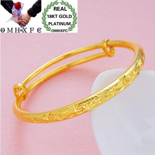 OMHXFC Wholesale European Fashion Woman Girl Party Birthday Wedding Gift Vintage Blank Stars 18KT Gold Bangles Bracelets BE54