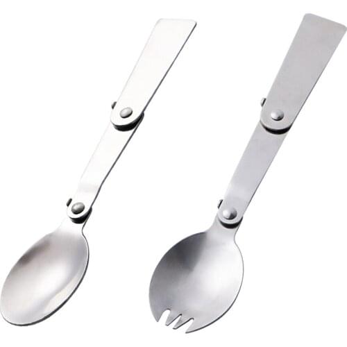 Outdoor Camping Spork Folding Spoon Fork BBQ Tableware Dinnerware Flatware