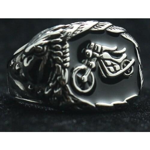 Size 8 To size 15 Newest Mens Boys 316L Stainless Steel Motorcycle Rider Star Eagle Biker Ring