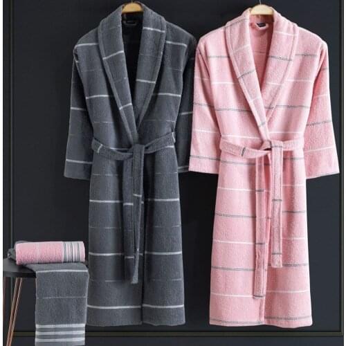 Luxury Bathrobe & Towel Spa Robe 100% Cotton Organic Cloth For Men Women Lightweight Luxurious Hotel Robes Black And Pink color