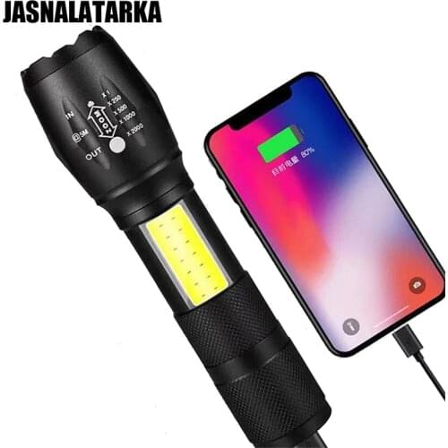 LED Flashlight COD Side Light Powerful Ultra Bright USB Recharge Electric Torch Outdoor Super Light Camping Waterproof Zoomable