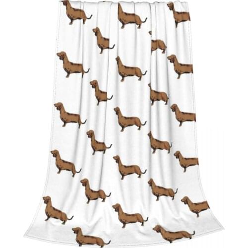 Red Smooth Haired Dachshund Blanket Flannel Textile Decor Love Dogs Portable Warm Throw Blankets for Home Couch Bedding Throws
