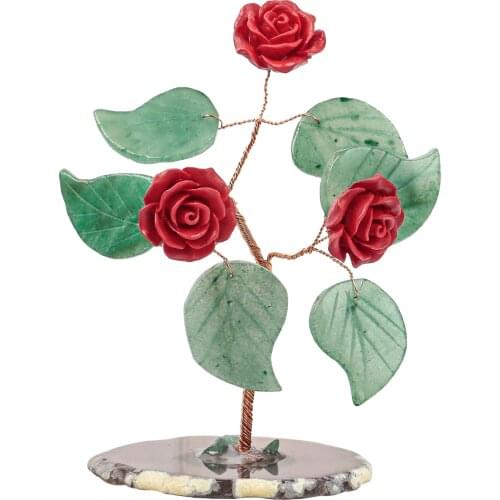 TUMBEELLUWA Mini Natural Agate Slices Green Aventurine Leaves Resin Rose Room Decor Home Decoration Office Ornaments