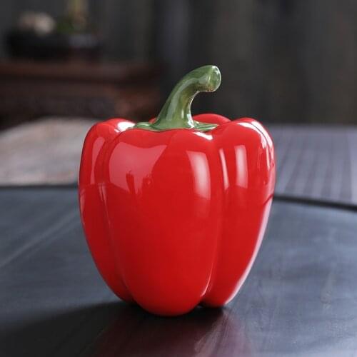 Creative Red Pepper Shape Tea Pot Ceramic Green Pepper Sealed Tea Tin Container Portable Tea Bag Storage Box Kitchen Accessories