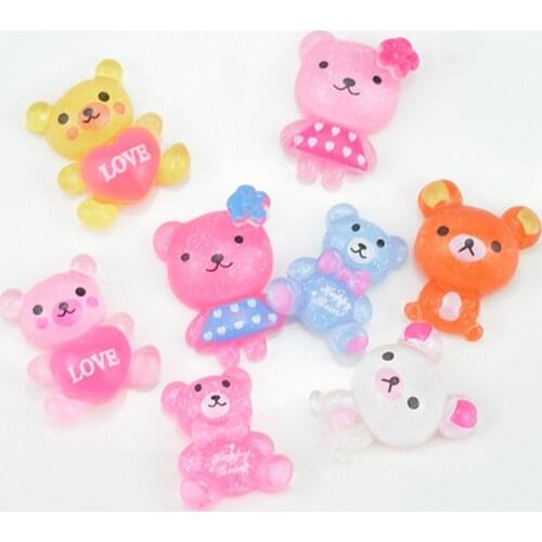 20PCS 3D Nail Charm Cute Bear Shaped Resin Nail Art Decorations Nails Art Accessories For Nail Art Design Manicure Tips Decor